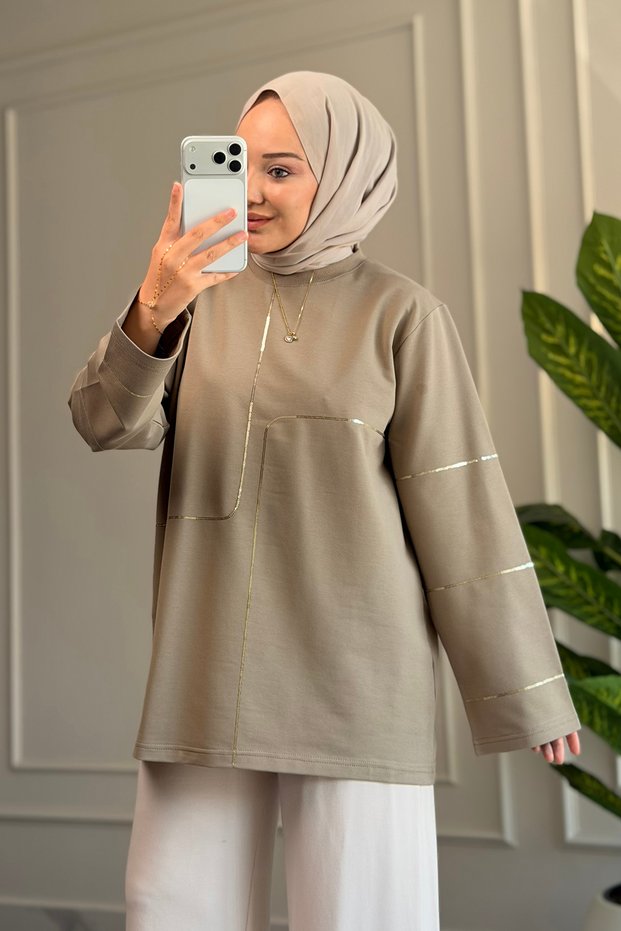 6259 - Comfortable, Casual Women's 2-Thread Embroidered Long Sweatshirt