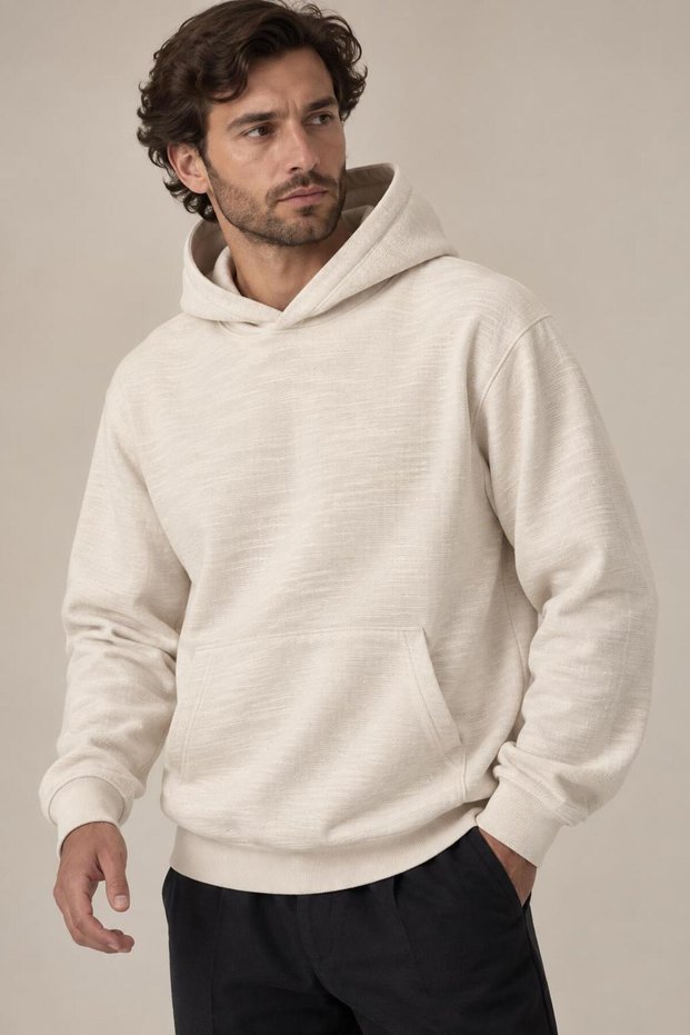Textured Hooded Men's Sweatshirt