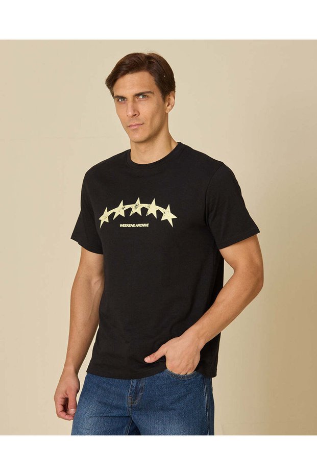 Men Black Printed T-Shirt