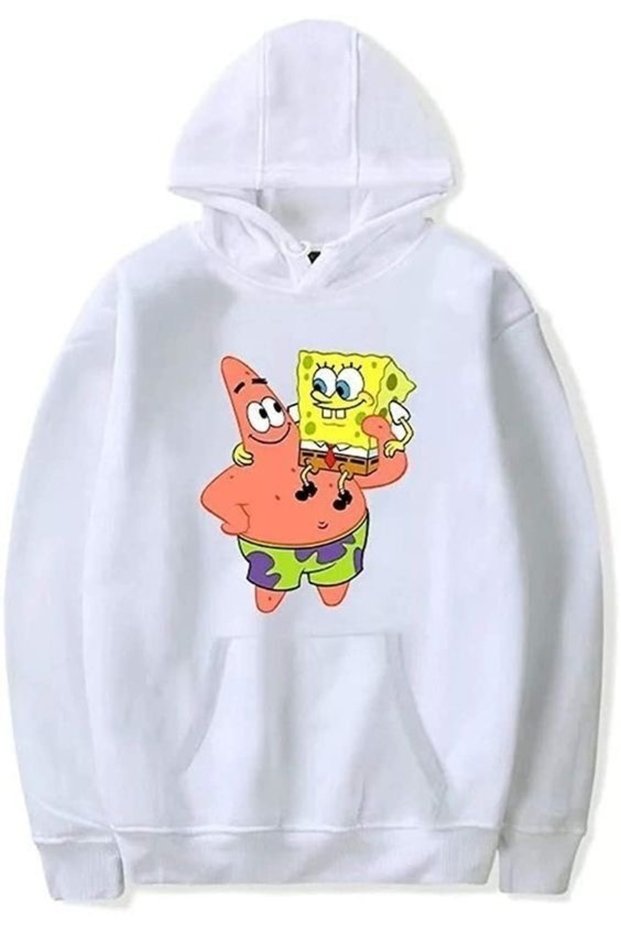 Sponge Friendship Printed Cotton 3 Thread Ribbed Oversize Sweatshirt