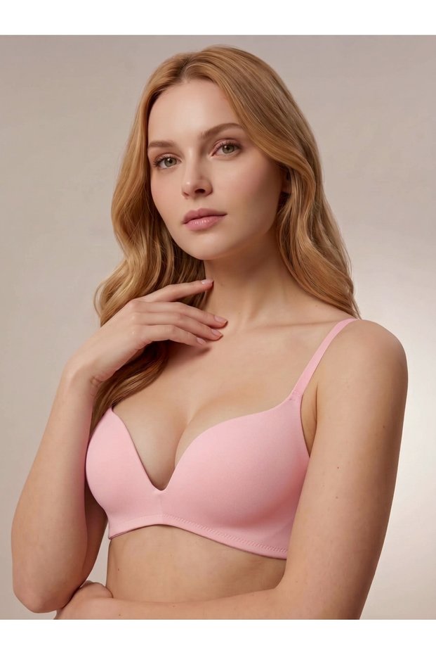 Donlaritta Women's Padded Underwire-Free Gathering Push up Cotton Decolette Bra