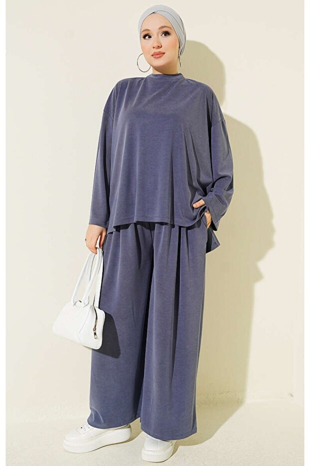 Women's Pique Fabric Loose Trousers Detailed Suit -0950
