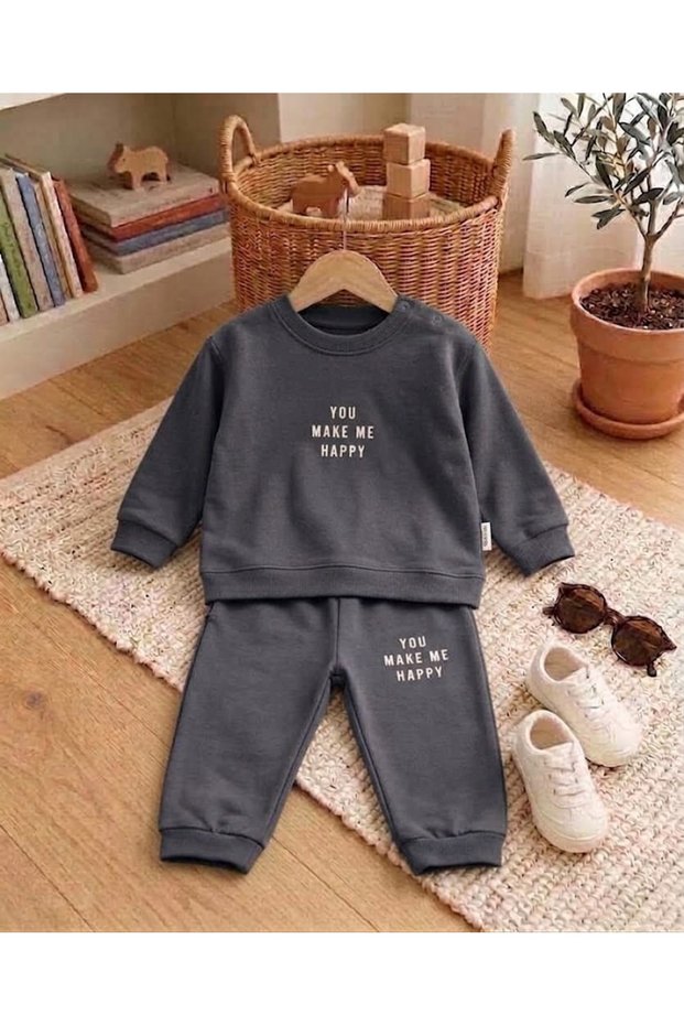 "You Make Me Happy" Baby Boy Cotton 2-Piece Set