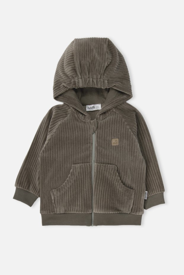 Velvet Hooded Cardigan (Cool Lion) Khaki