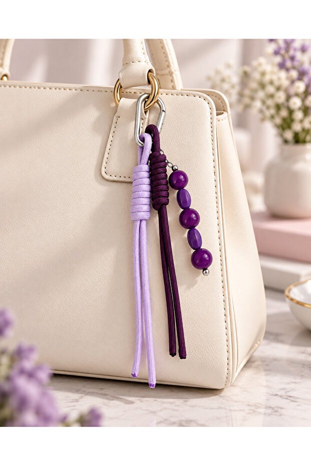 Purple Bead Detailed Bag Charm
