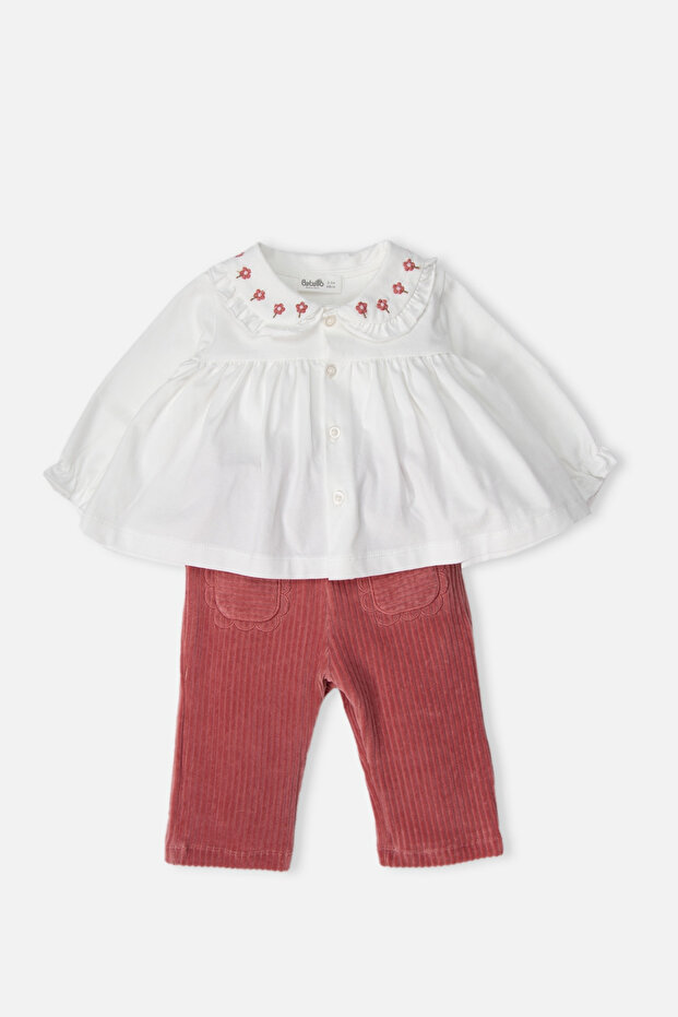 Velvet Pants 2-Piece Set (Shining Girl) Dried Rose
