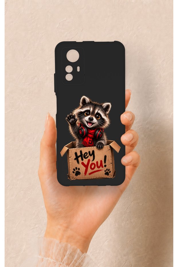 Cute Raccoon Patterned Silicone Case Compatible with Redmi Note 12S