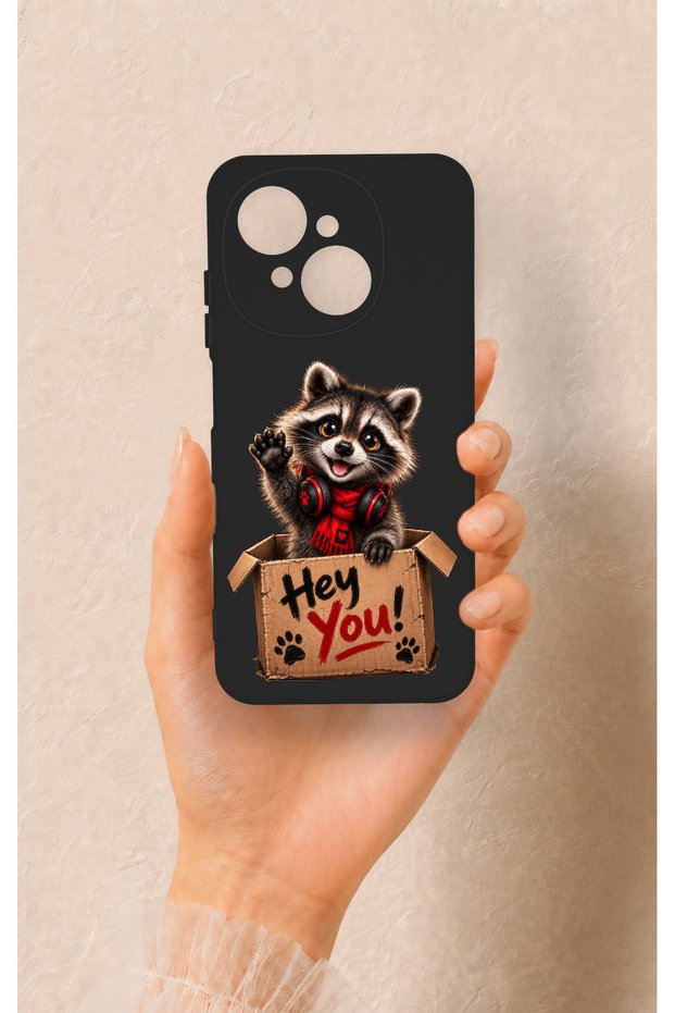 Cute Raccoon Patterned Silicone Case Compatible with Tecno Spark Go1