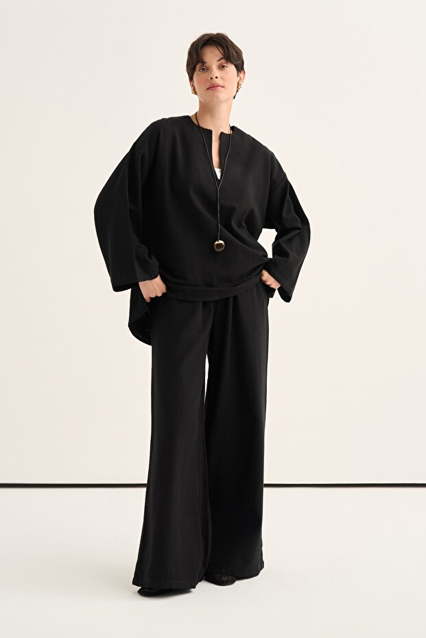 Women's Organic Cotton Loose-Fit Trouser Suit Black