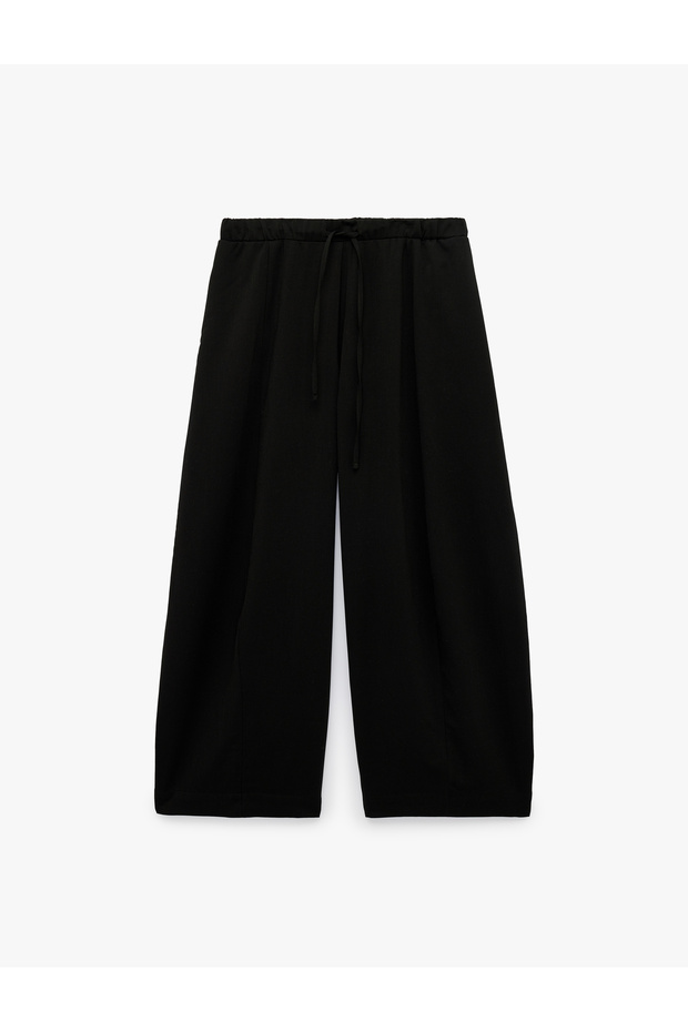 Regular Fit Barrel Trousers with Belted Pockets