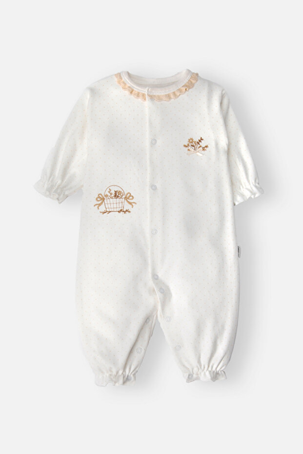 Interlock Jumpsuit Without Booties Printed (Bouquet) Beige