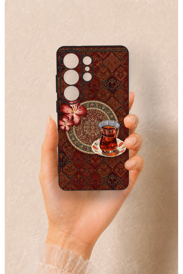 Samsung S26 Ultra Compatible Carpet and Tea Patterned Silicone Case