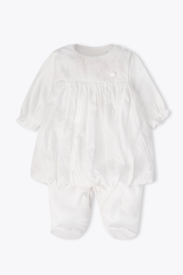 Interlock Jumpsuit with Booties (Pretty Girl) Ecru