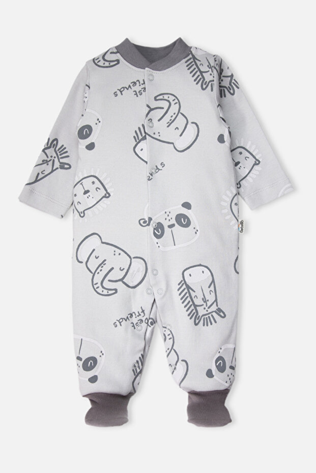 Interlock Jumpsuit with Socks (Best Friends) Gray