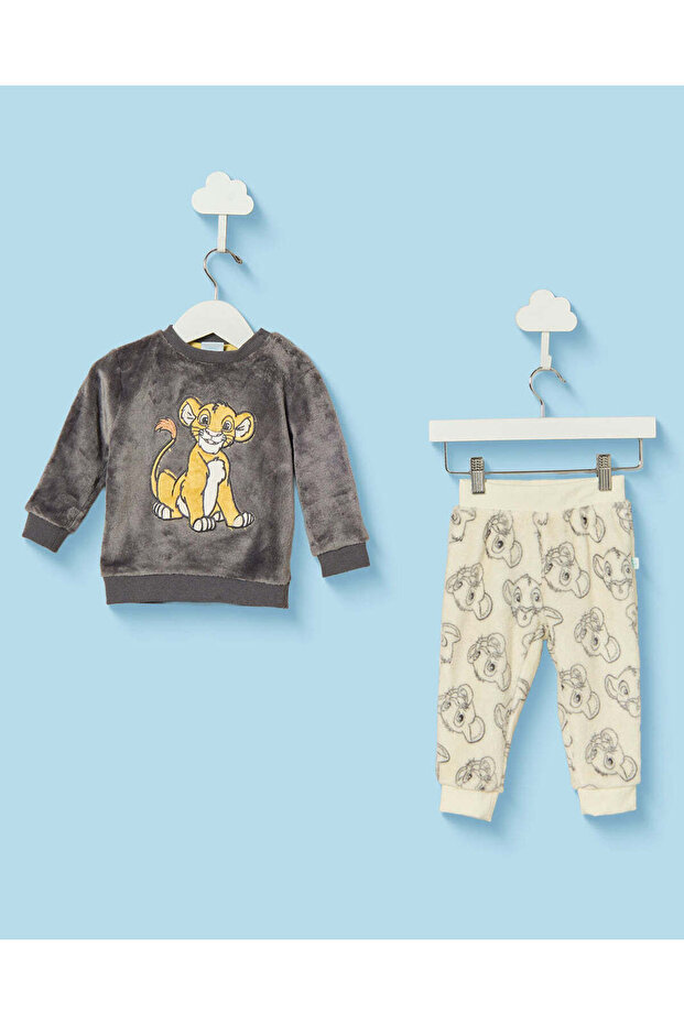 Infant Boys Charcoal And Beige Simba Pyjama Set 2 Pieces