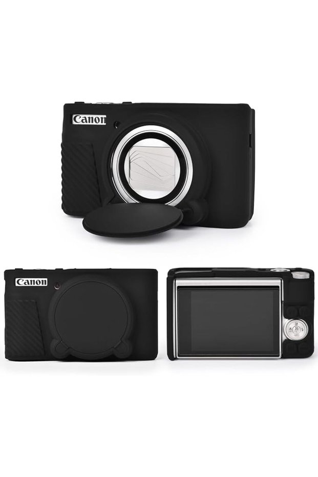 حافظة كاميرا للكاميرا الرقمية Canon Powershot SX740/SX730 HS، غطاء حماية مطاطي ناعم مع غطاء قابل للطي