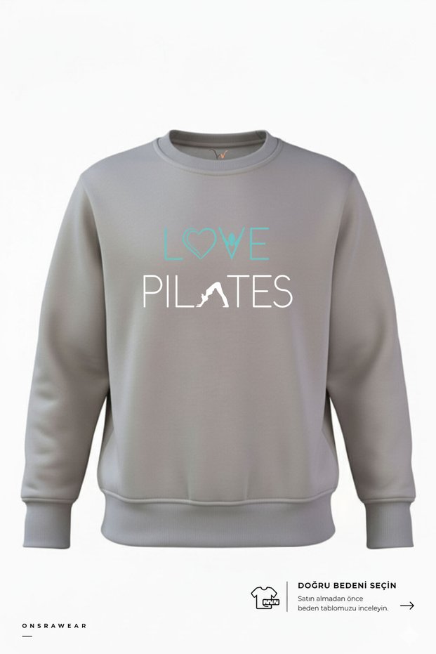 Love Pilates Sports & Casual Style Printed 100% Cotton Basic Crew Neck 3 Thread Sweatshirt
