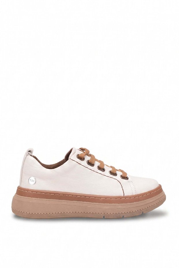 D26Ka-605 Women's Genuine Leather Casual Shoes Cream