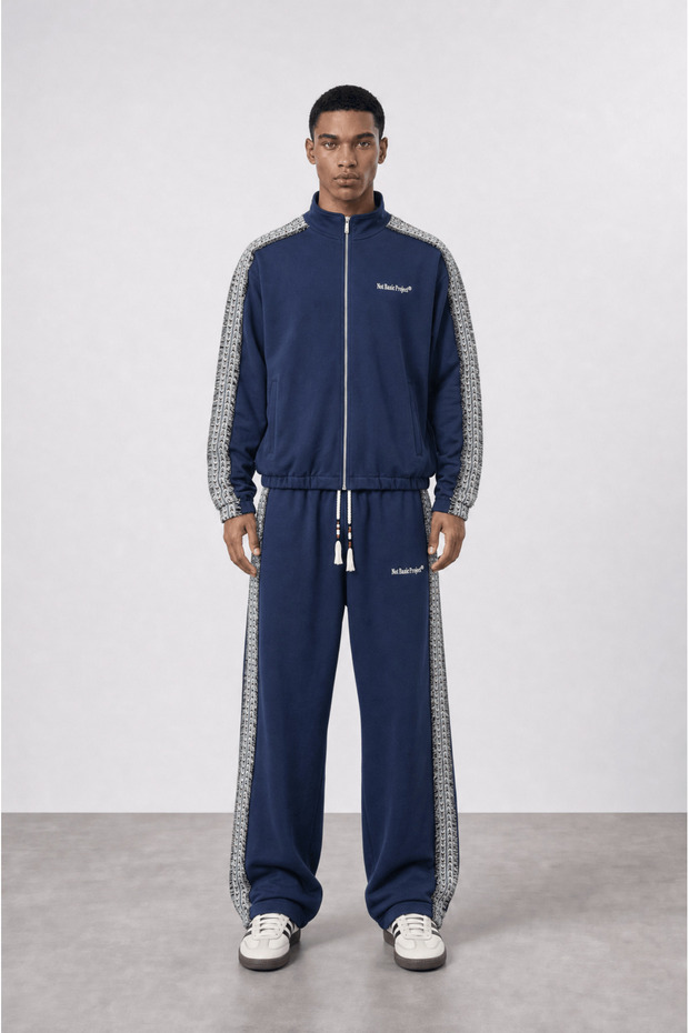 Men's Nbp Stripe Detailed Doubleface Tracksuit Set Navy Blue