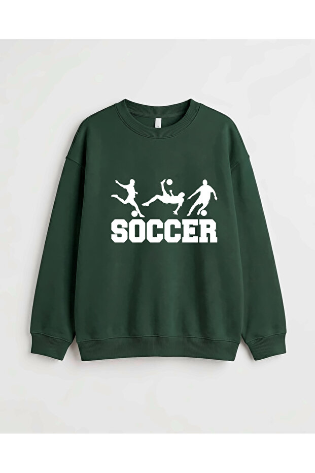 Soccer printed premium crew neck long sleeve sweatshirt
