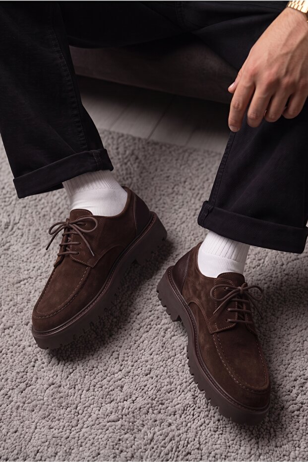 Tulsa Genuine Leather Moc Toe Contrast Detailed Toothed Sole Men's Shoes