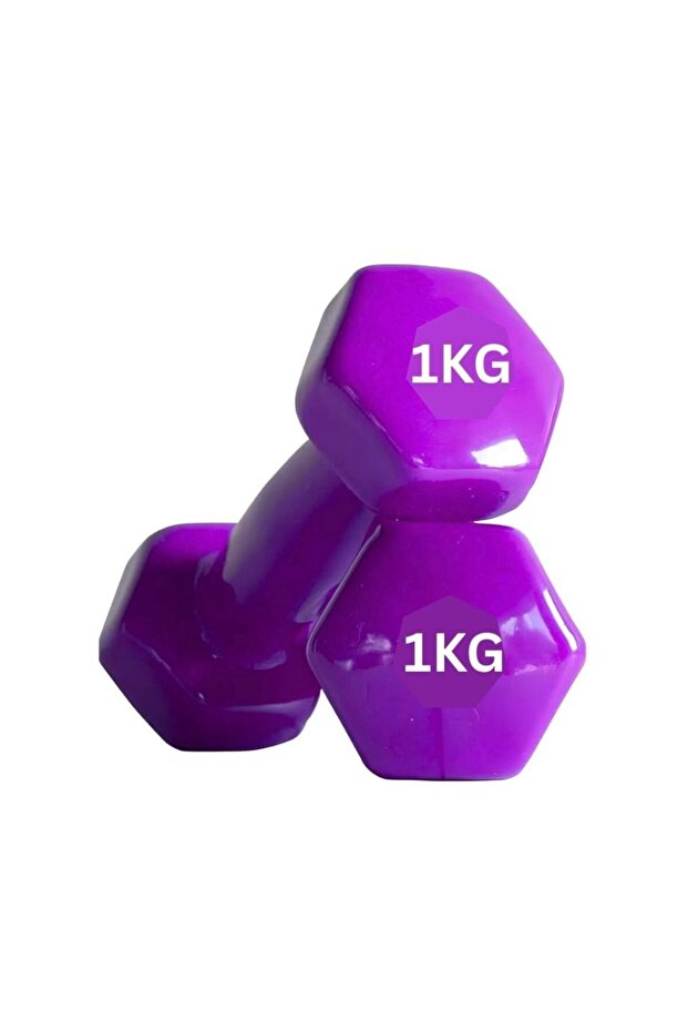 1KG Hex Dumbbell Pair – Vinyl Coated Hand Weights for Home Gym, Strength Training, Fitness, Aerobics & Workout – Purple