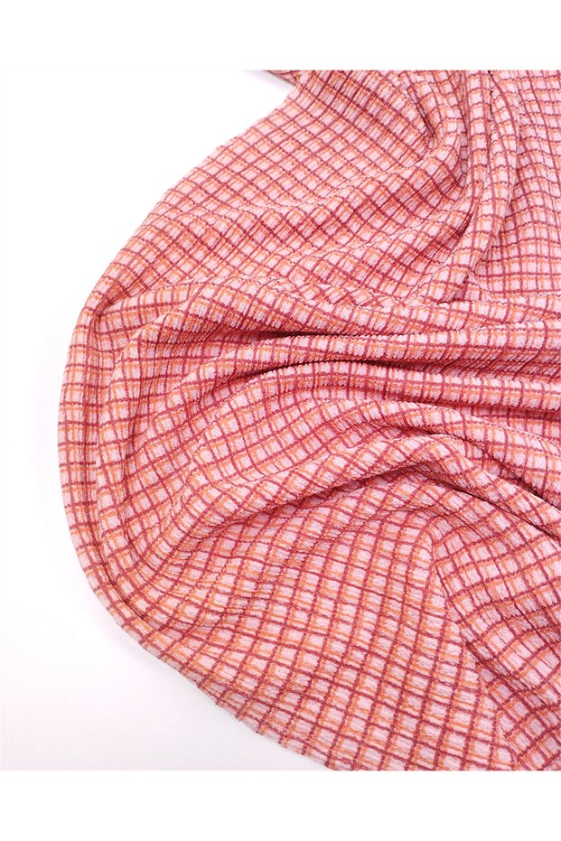 Pink Orange Burgundy Thin Soft Crinkled Jersey Fabric for Dresses & Blouses 140X300Cm