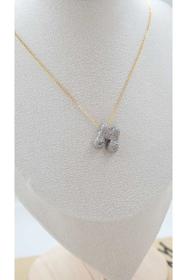 Stone Balloon Letter Necklace