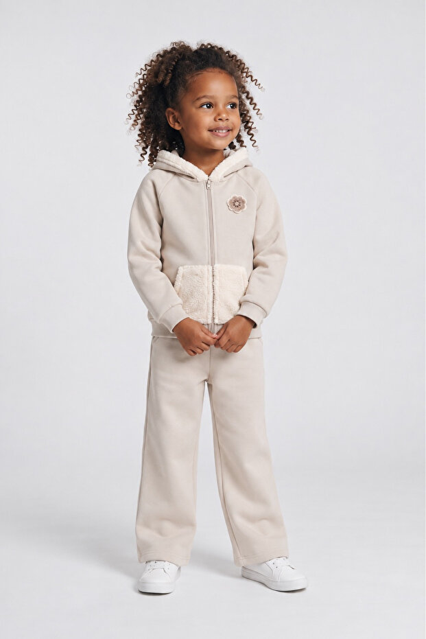 Girl's Tracksuit Set with Hooded Pattern 6-9 Years Old