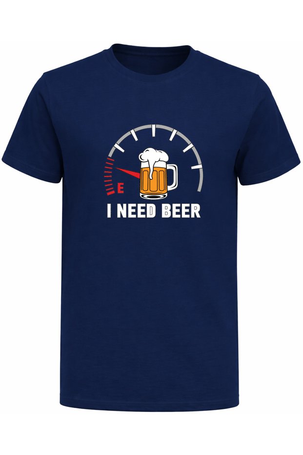 I Need Beer Written Cotton Printed T-Shirt