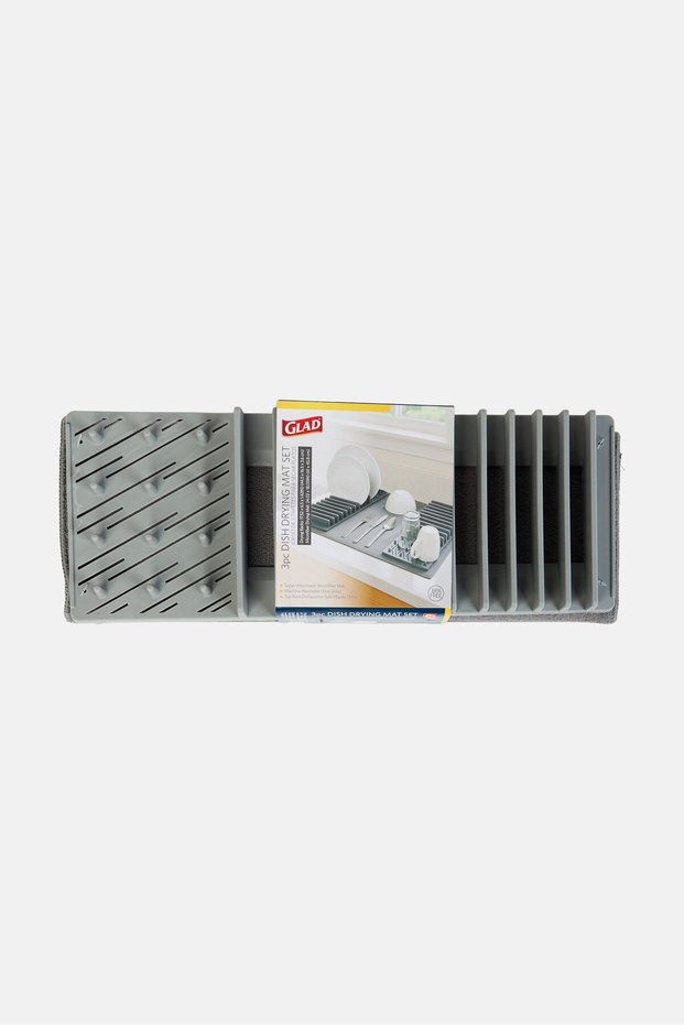 3 Pieces Dish Draying Mat Set, Grey
