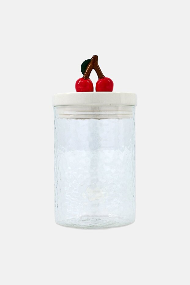 Round Hammered Glass Jar 1,6L,Transparent