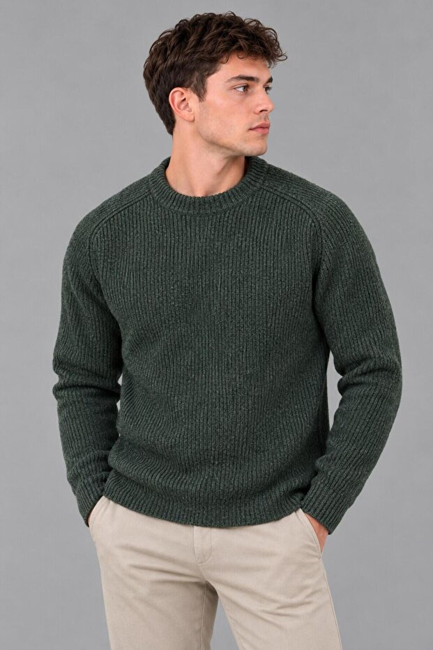 Zero Collar Striped Thick Knitted Sweater Dp 16649_10067