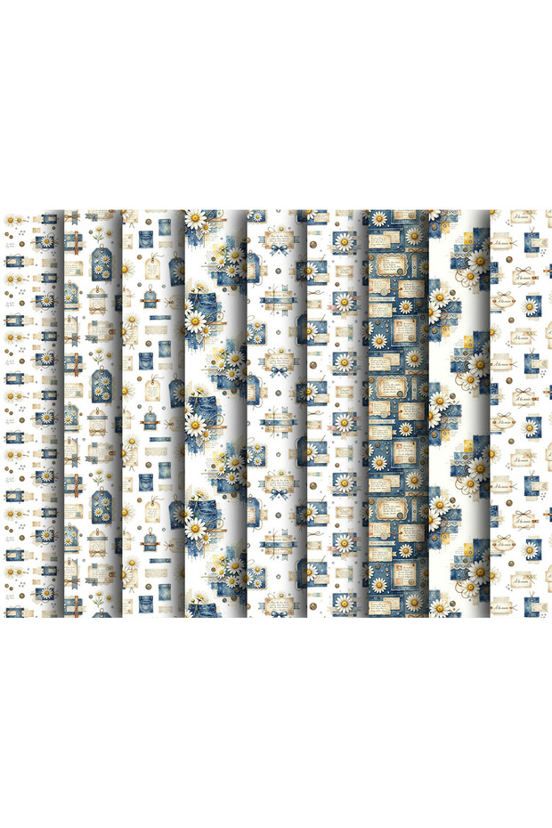 Flower Themed Gift Package Paper (35X50 cm 9 Pieces)