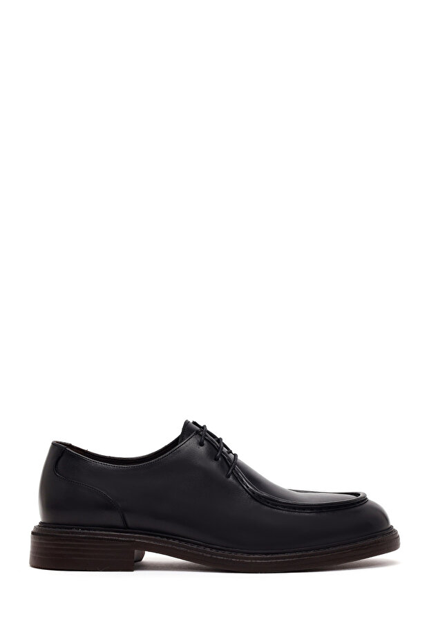 Black Men's Black Lace-Up Leather Casual Shoes Wm680030Dv