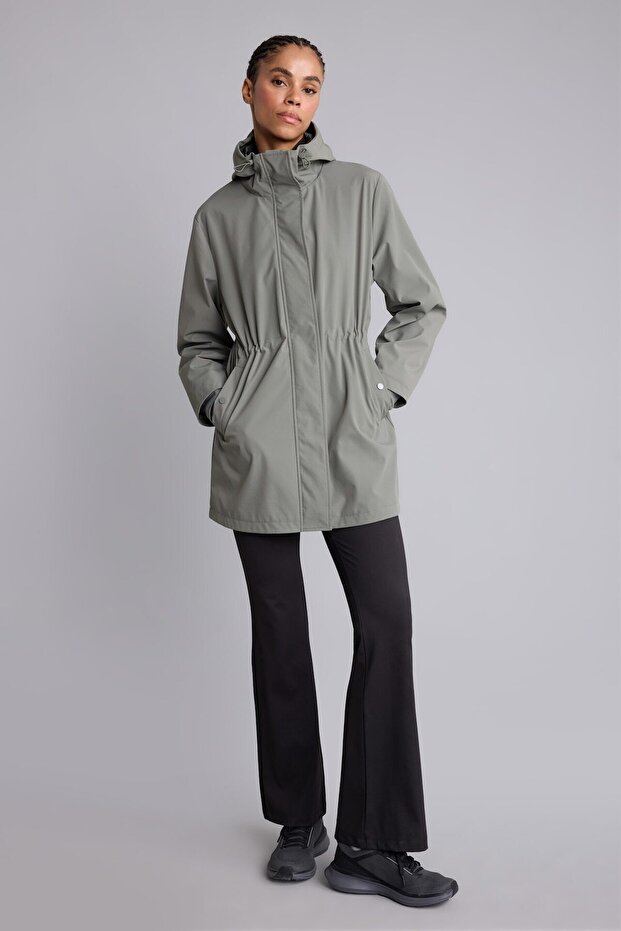 Drawstring Hooded Long Fit Raincoat H0001Ax26Au