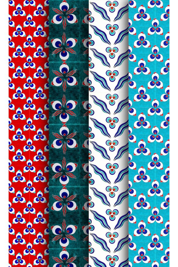 Traditional Pattern Themed Gift Wrapping Paper (35X50 cm 4 Pieces)