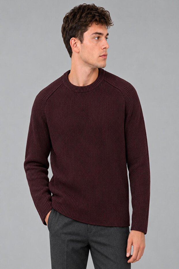 Zero Collar Striped Thick Knitted Sweater Dp 16649_10067