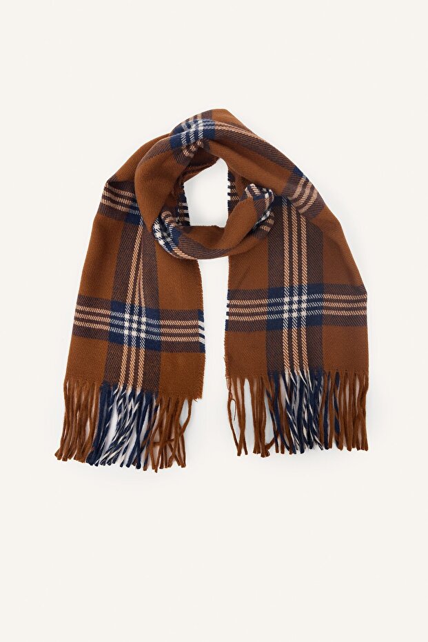 Tasseled Plaid Patterned Scarf for Boys I4700A826Wn