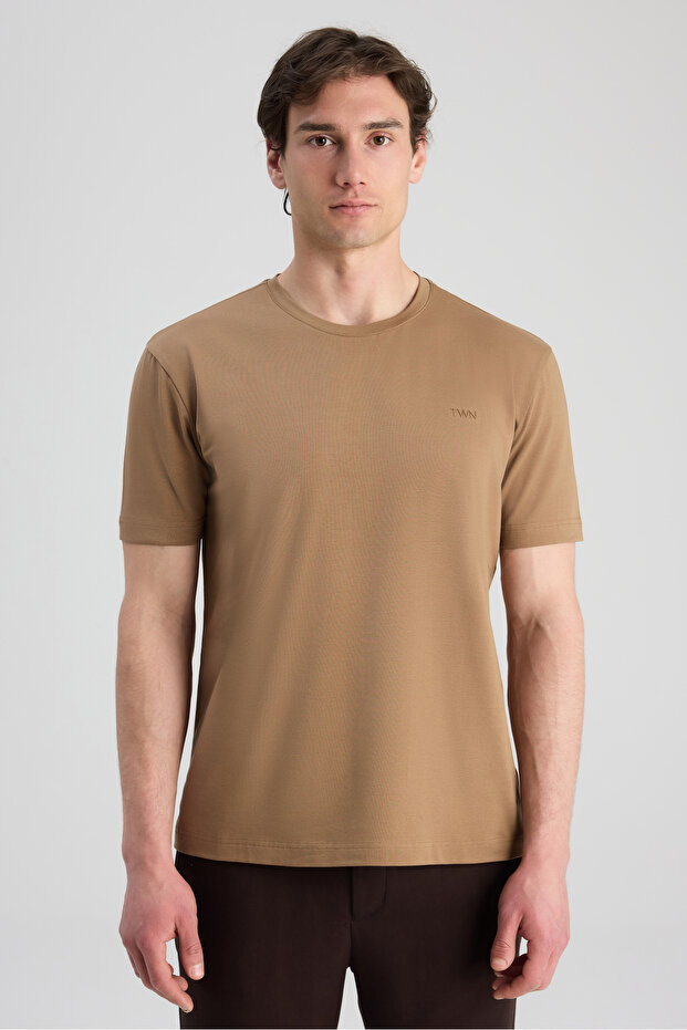 Slim Fit Olive Green Basic T-Shirt