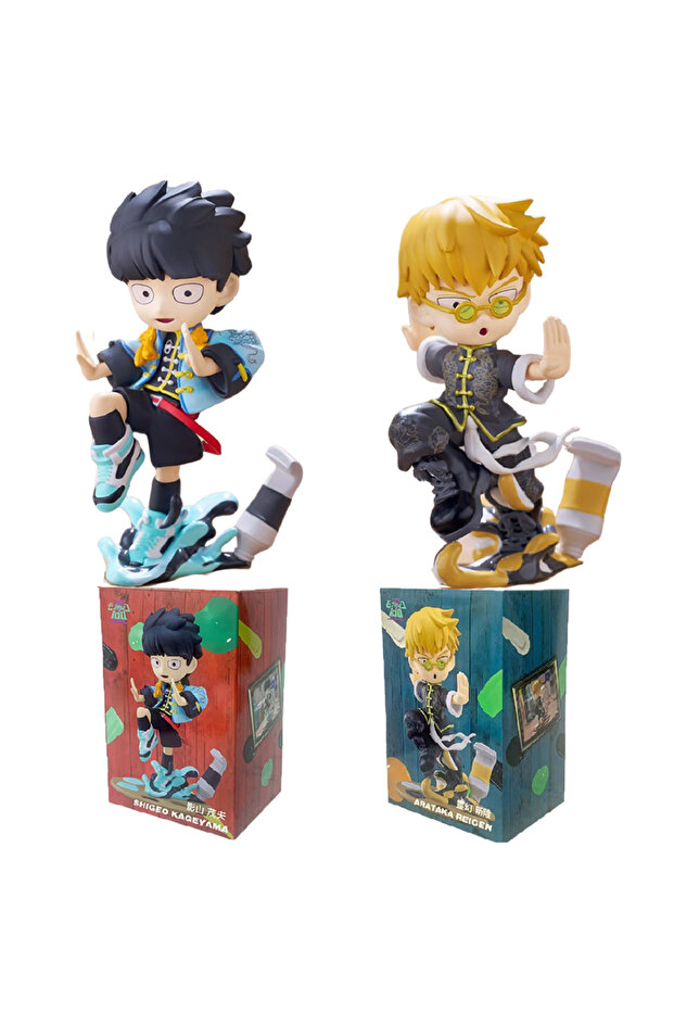 2pcs with box New Mob Psycho 100 Anime Figures Gk Reigen Arataka Q Version Kawaii Standing Pa
