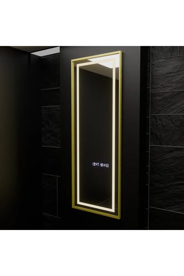Rectangular LED Mirror, 45x140cm, Elena Marcello Radar Sensor, Defog System, Clock & Thermometer, Dimmable, Dressing Couture