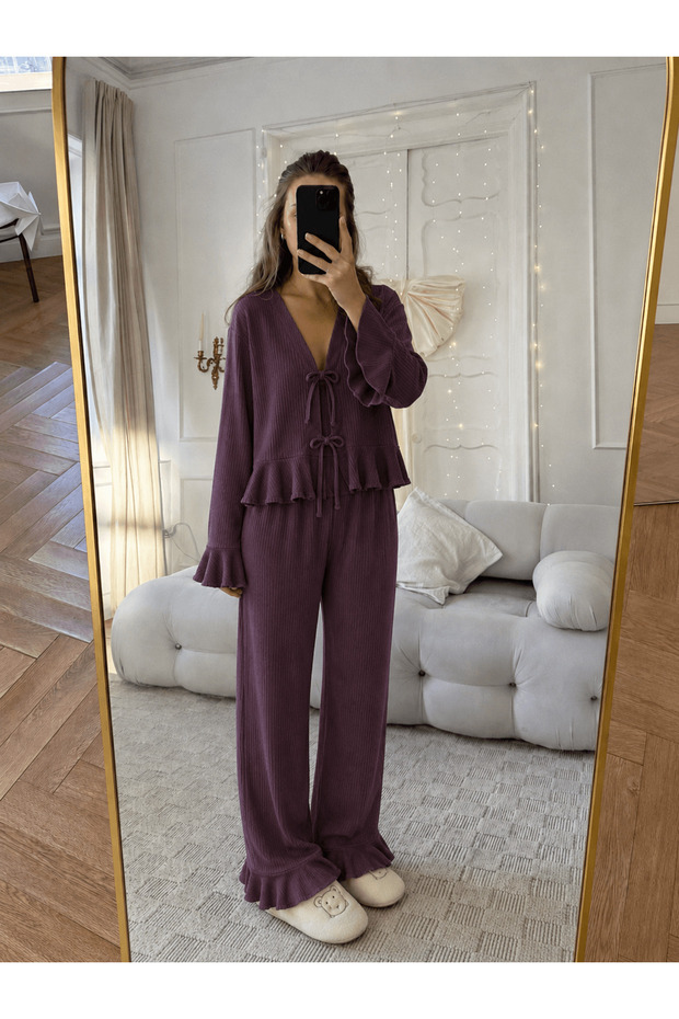 Corded Tie-Dye Pajama Set - Dried Rose