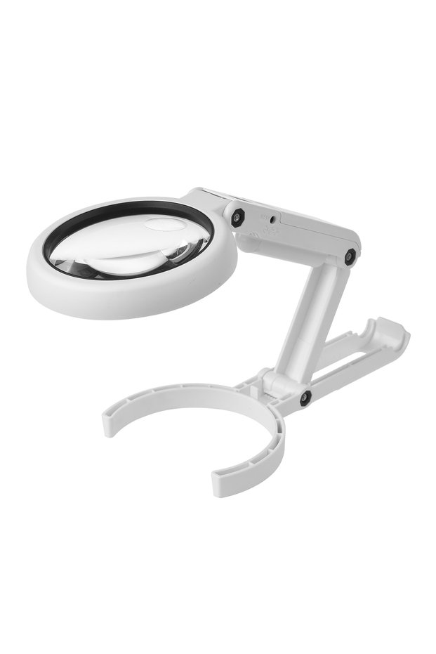 5X/10X Handheld Desk Magnifier with LED Light and Stand USB Powered Illuminated Magnifying Glass for