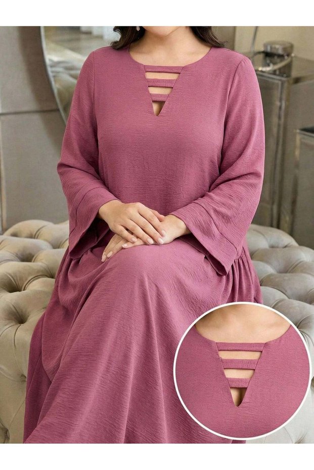 Rochie maxi, roz - 1XL