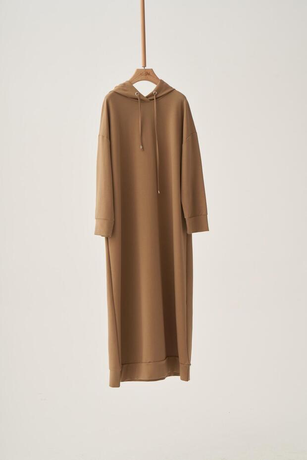 Plus Size Hooded Lycra Basic Dress