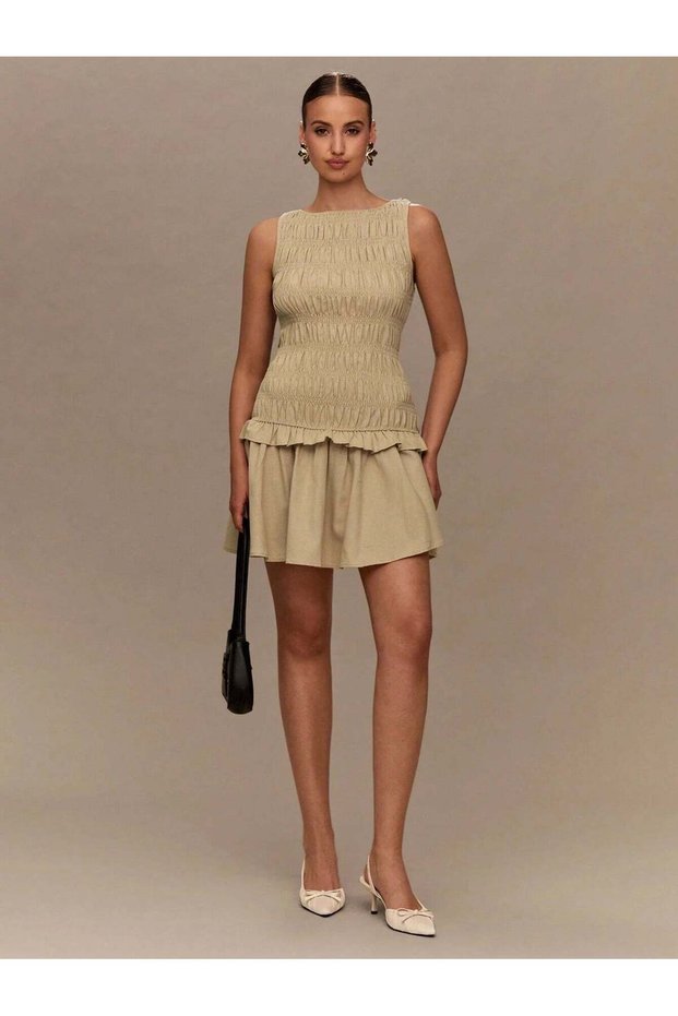 Rochie mini, bej - M
