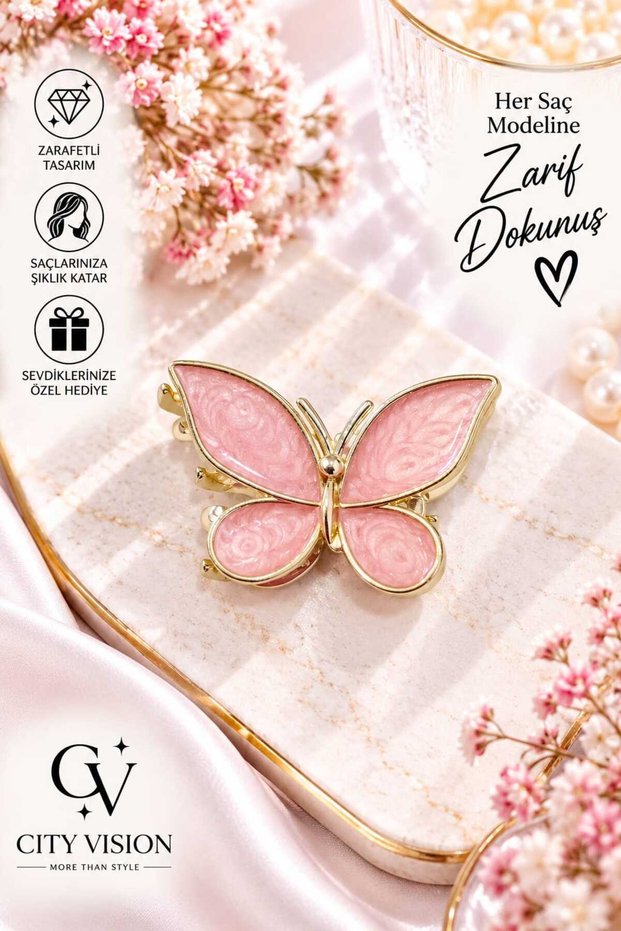 Butterfly Model Pink Color Metal Hair Clip - Small Size 3.5 cm - Stylish and Durable