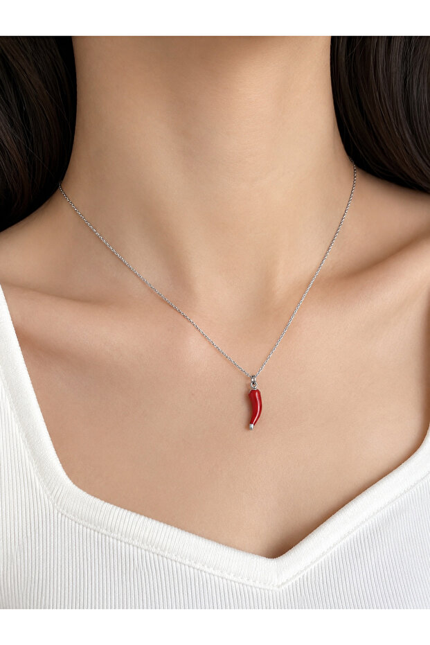 Kırmızı Biber Çelik Kolye 🌶️