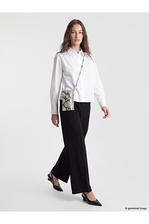 Özmarka New Season Black Regular Fit Women's Trousers